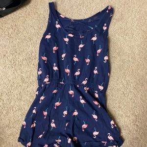 Blue jumper with flamingos